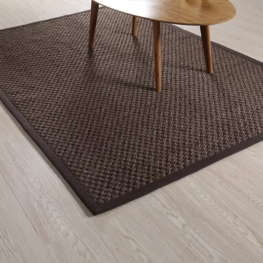 Rustic Solid Color Rug Dark Brown Sisal Rug Non-Slip Pet Friendly Washable Are Rug for Living Room