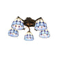5 Lights Dome Semi Flush Lighting Tiffany Style Stained Glass Semi Flush Mount Light in White/Clear Clearhalo 'Ceiling Lights' 'Close To Ceiling Lights' 'Close to ceiling' 'Glass shade' 'Glass' 'Semi-flushmount' 'Tiffany close to ceiling' 'Tiffany' Lighting' 181129