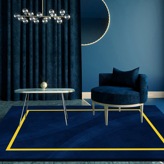 Nordic Geometric Pattern Rug Blue and Green Polyester Rug Non-Slip Pet Friendly Washable Are Rug for Living Room Blue