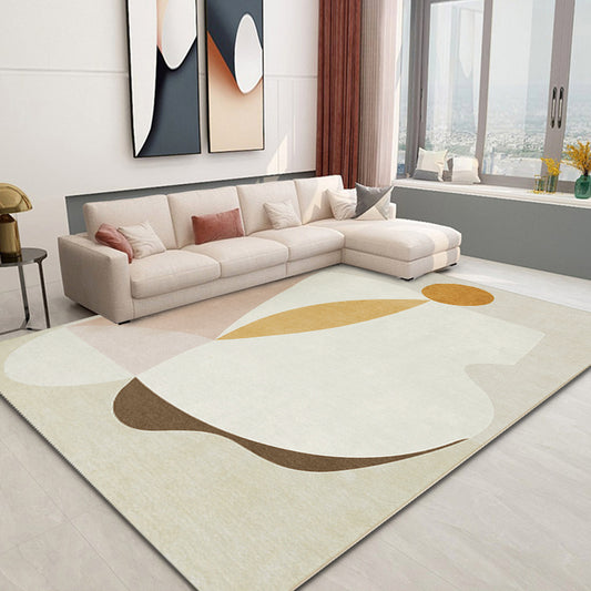 Blue and Grey Colorblock Rug Polyester Modern Rug Pet Friendly Washable Non-Slip Area Rug for Living Room Yellow 4'7" x 6'7"