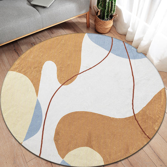 Modernist Colorblock Rug Brown Polyester Rug Non-Slip Pet Friendly Washable Are Rug for Living Room