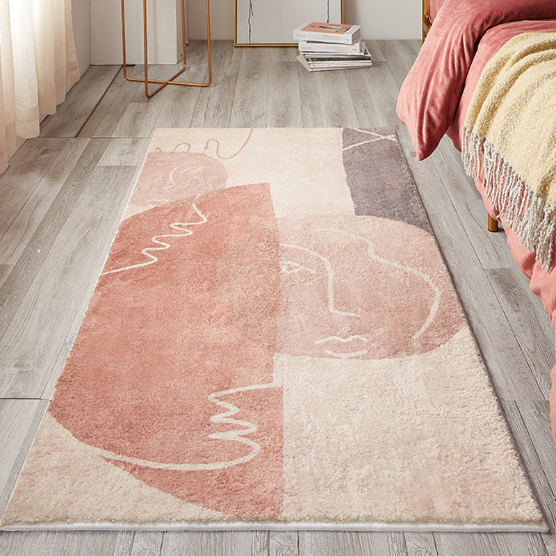 Creative Abstract Rug Red and Pink Modernism Rug Polyester Pet Friendly Washable Non-Slip Area Rug for Bedroom Red Clearhalo 'Area Rug' 'Rug' 1811456