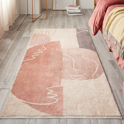 Creative Abstract Rug Red and Pink Modernism Rug Polyester Pet Friendly Washable Non-Slip Area Rug for Bedroom Red Clearhalo 'Area Rug' 'Rug' 1811456