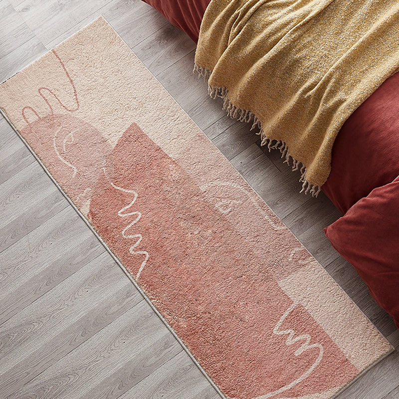 Creative Abstract Rug Red and Pink Modernism Rug Polyester Pet Friendly Washable Non-Slip Area Rug for Bedroom Clearhalo 'Area Rug' 'Rug' 1811457