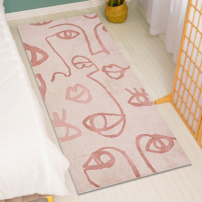 Creative Abstract Rug Red and Pink Modernism Rug Polyester Pet Friendly Washable Non-Slip Area Rug for Bedroom Pink Clearhalo 'Area Rug' 'Rug' 1811461