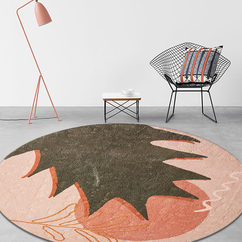 Red and Pink Abstract Rug Polyester Modern Rug Pet Friendly Washable Non-Slip Area Rug for Living Room Red 3'3" x 3'3" Clearhalo 'Area Rug' 'Rug' 1811464