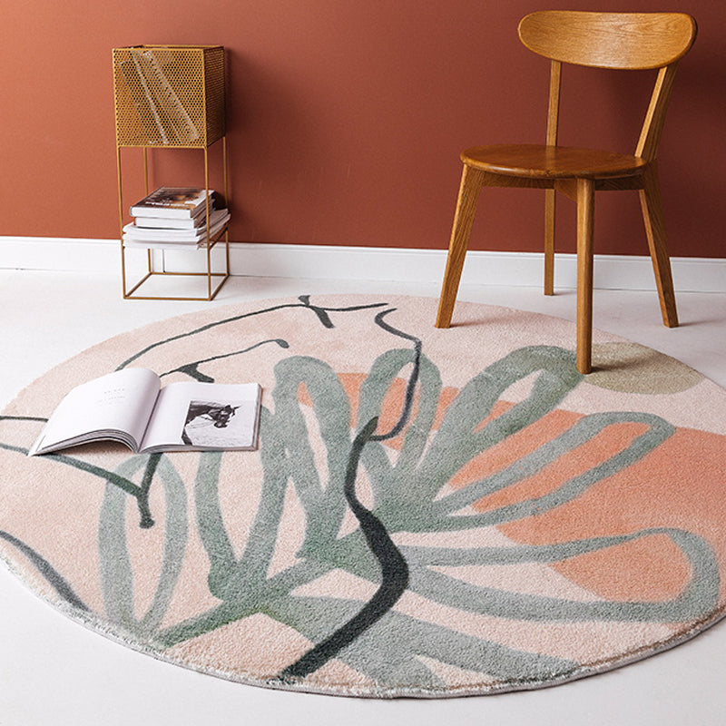 Red and Pink Abstract Rug Polyester Modern Rug Pet Friendly Washable Non-Slip Area Rug for Living Room Pink 3'3" x 3'3" Clearhalo 'Area Rug' 'Rug' 1811468