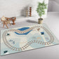 Blue Rail Pattern Rug with Animal Polyester Kids Rug Pet Friendly Washable Non-Slip Area Rug for Bedroom Clearhalo 'Area Rug' 'Rug' 1811480