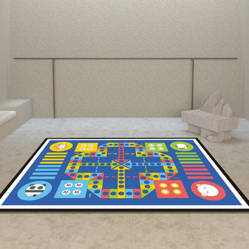 Blue Nursery Rug Kids Checkboard Pattern Rug Polyester Washable Anti-Slip Backing Pet Friendly Carpet Clearhalo 'Area Rug' 'Rug' 1811496