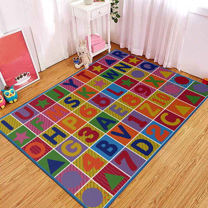 Multicolor Letter Pattern Rug Polyester Kids Rug Pet Friendly Washable Non-Slip Area Rug for Bedroom Red Clearhalo 'Area Rug' 'Rug' 1811514