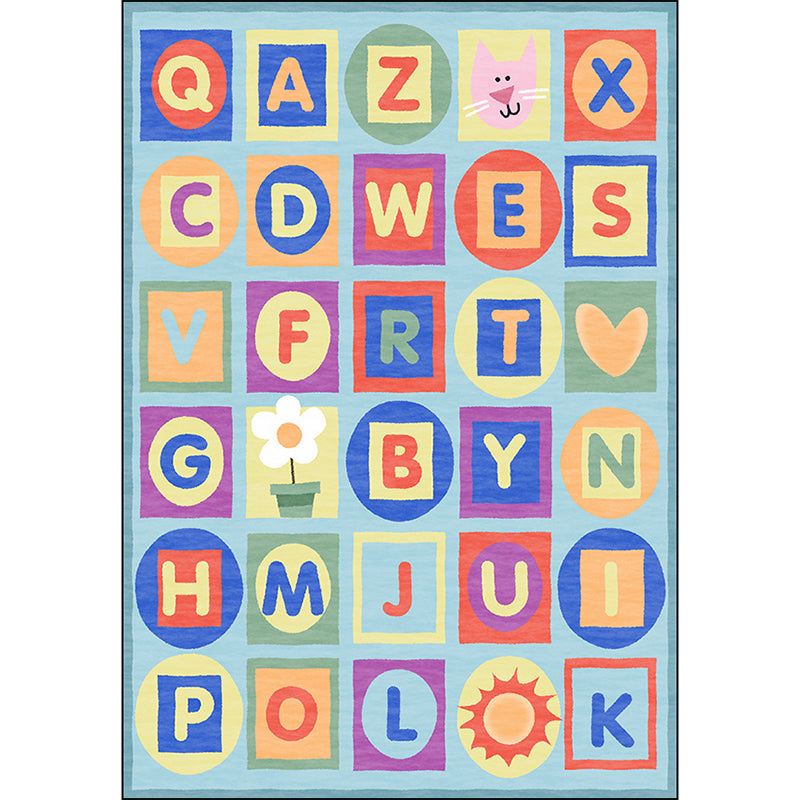 Multicolor Nursery Rug Kids Letter Pattern Rug Polyester Washable Anti-Slip Backing Pet Friendly Carpet Clearhalo 'Area Rug' 'Rug' 1811532