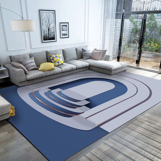 Multicolor Bedroom Rug Contemporary Colorblock Rug Polyester Washable Anti-Slip Backing Pet Friendly Carpet