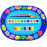 Kids Letter Pattern Rug with Number Blue Polyester Rug Non-Slip Pet Friendly Washable Are Rug for child's room Clearhalo 'Area Rug' 'Rug' 1811637