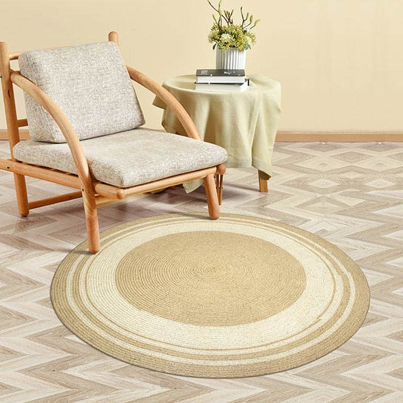 Brown Bedroom Rug Rustic Circles Pattern Rug Sisal Washable Anti-Slip Backing Pet Friendly Carpet Light Brown Clearhalo 'Area Rug' 'Rug' 1811652