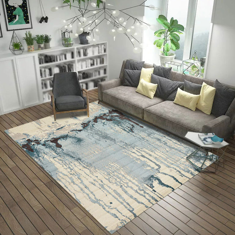 Multicolor Abstract Rug Polyester Industrial Rug Pet Friendly Washable Non-Slip Area Rug for Bedroom Light Blue Clearhalo 'Area Rug' 'Rug' 1811754