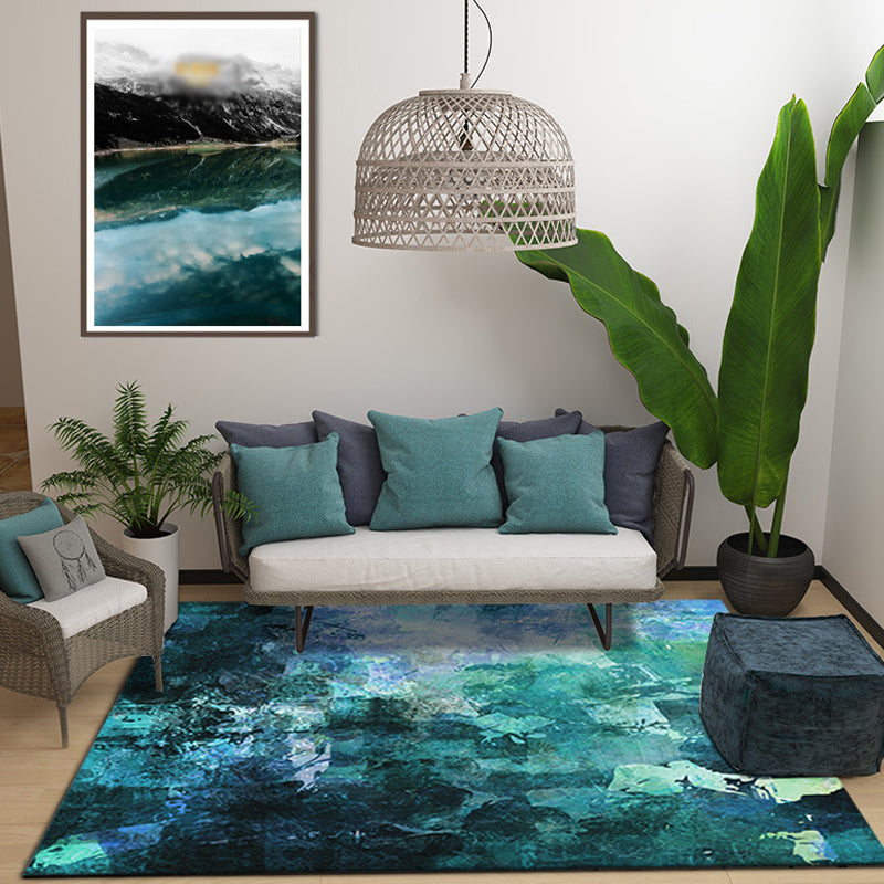 Creative Abstract Rug Multicolor Industrial Rug Polyester Pet Friendly Washable Non-Slip Area Rug for Living Room Blue Clearhalo 'Area Rug' 'Rug' 1811774
