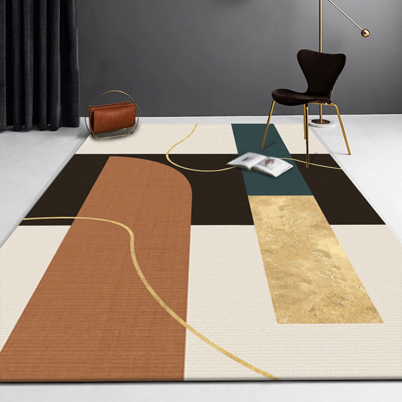 Multicolor Living Room Rug Minimalist Colorblock Rug Polyester Washable Anti-Slip Backing Pet Friendly Carpet Black Clearhalo 'Area Rug' 'Modern' 'Rugs' Rug' 1811801