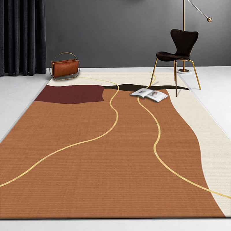 Multicolor Living Room Rug Minimalist Colorblock Rug Polyester Washable Anti-Slip Backing Pet Friendly Carpet Caramel Clearhalo 'Area Rug' 'Modern' 'Rugs' Rug' 1811802