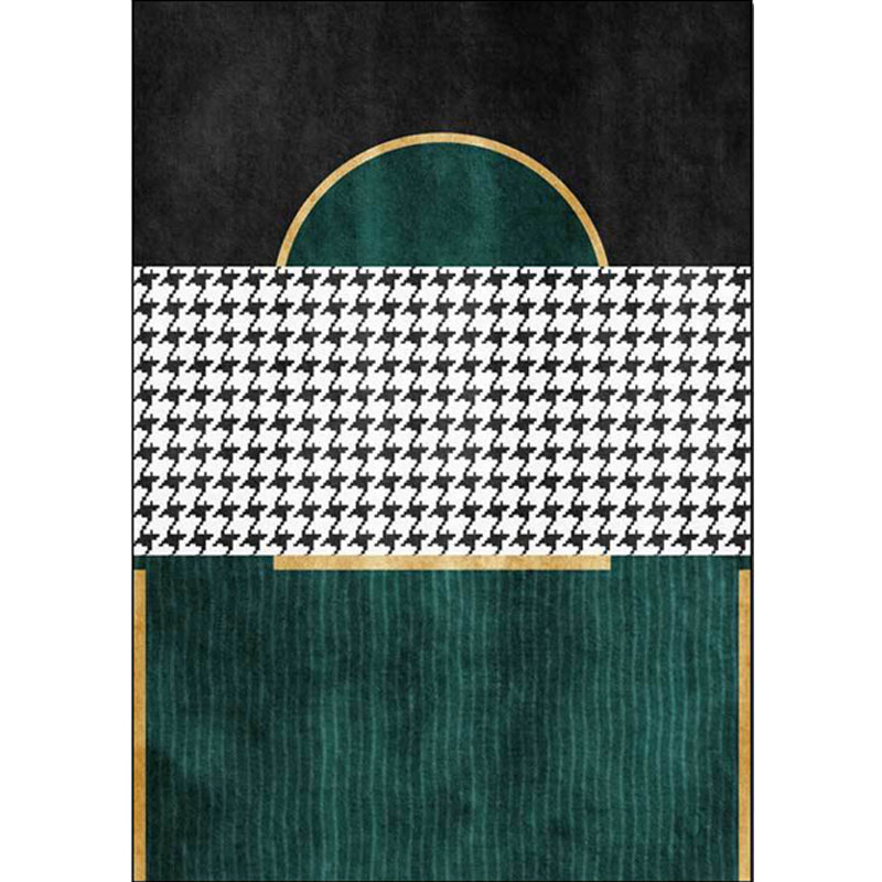 Green Living Room Rug Modernism Geometric and Houndstooth Pattern Rug Polyester Washable Anti-Slip Backing Pet Friendly Carpet Clearhalo 'Area Rug' 'Modern' 'Rugs' Rug' 1811942