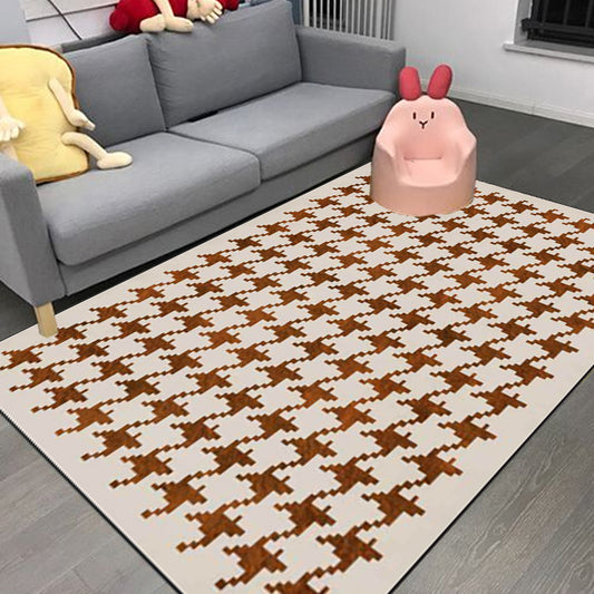 Modernist Houndstooth Pattern Rug Orange Red Polyester Rug Non-Slip Pet Friendly Washable Are Rug for Bedroom Orange Red Clearhalo 'Area Rug' 'Modern' 'Rugs' Rug' 1811948
