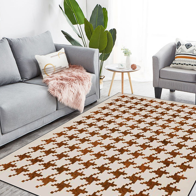 Modernist Houndstooth Pattern Rug Orange Red Polyester Rug Non-Slip Pet Friendly Washable Are Rug for Bedroom Clearhalo 'Area Rug' 'Modern' 'Rugs' Rug' 1811949