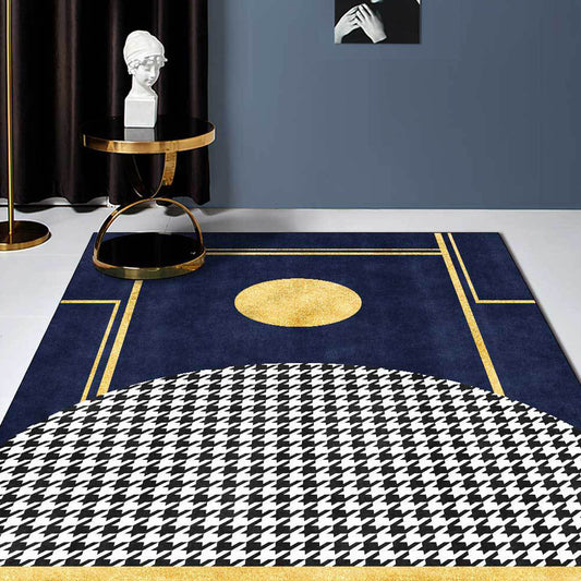 Blue Geometric Pattern Rug with Houndstooth Polyester Minimalist Rug Pet Friendly Washable Non-Slip Area Rug for Living Room Clearhalo 'Area Rug' 'Modern' 'Rugs' Rug' 1811965