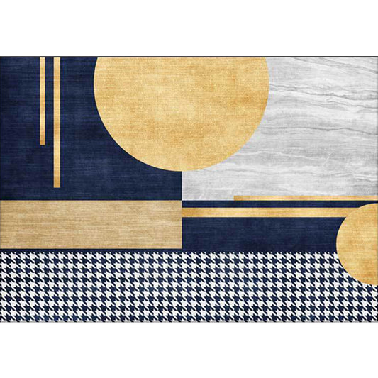 Gold Living Room Rug Modernism Geometric and Houndstooth Pattern Rug Polyester Washable Anti-Slip Backing Pet Friendly Carpet Clearhalo 'Area Rug' 'Modern' 'Rugs' Rug' 1811974