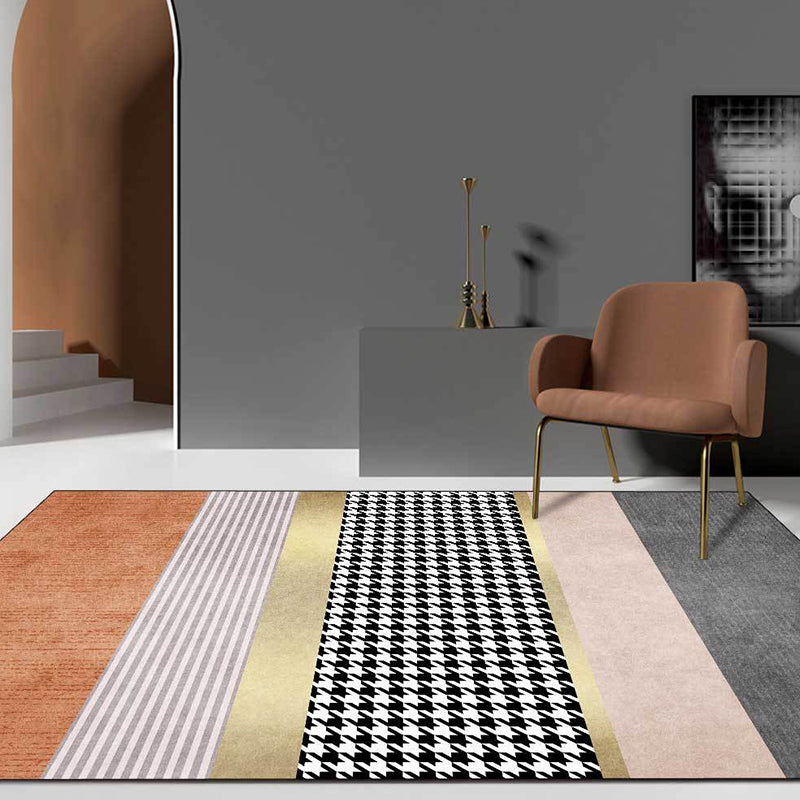 Modernist Houndstooth Pattern Rug Orange Polyester Rug Non-Slip Pet Friendly Washable Are Rug for Bedroom Clearhalo 'Area Rug' 'Modern' 'Rugs' Rug' 1811981