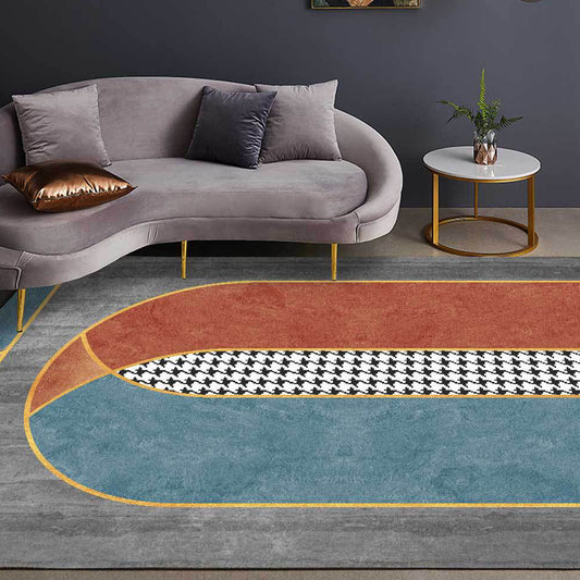 Stylish Geometric Pattern Rug with Houndstooth Grey Modern Rug Polyester Pet Friendly Washable Non-Slip Area Rug for Bedroom Grey