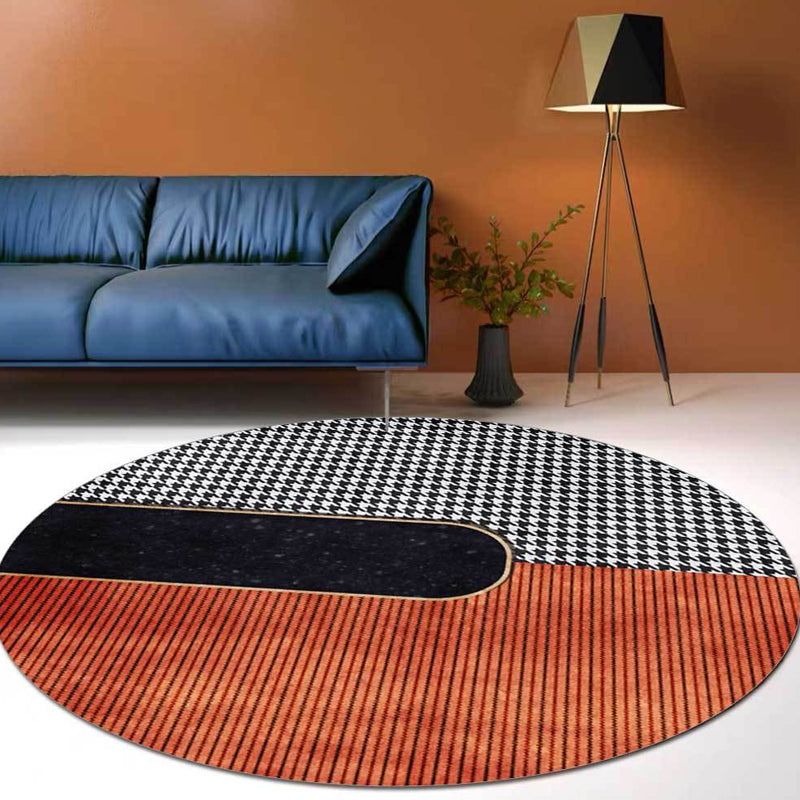 Orange Houndstooth Pattern Rug Polyester Minimalist Rug Pet Friendly Washable Non-Slip Area Rug for Living Room Clearhalo 'Area Rug' 'Modern' 'Rugs' Rug' 1811997