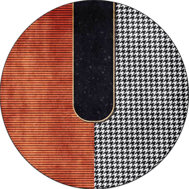 Orange Houndstooth Pattern Rug Polyester Minimalist Rug Pet Friendly Washable Non-Slip Area Rug for Living Room Clearhalo 'Area Rug' 'Modern' 'Rugs' Rug' 1811998