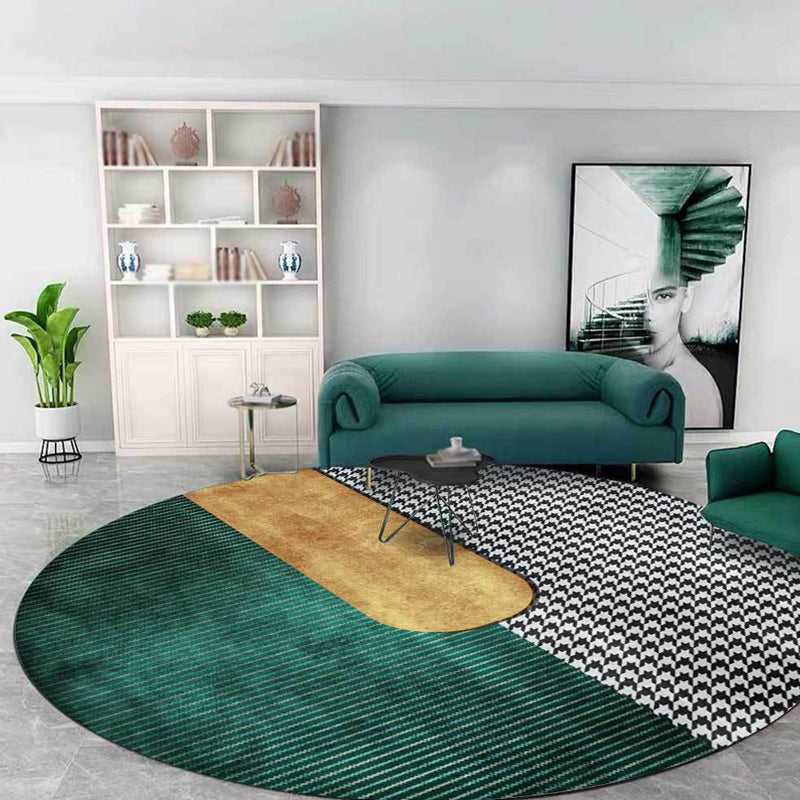 Green Living Room Rug Modernism Houndstooth Pattern Rug Polyester Washable Anti-Slip Backing Pet Friendly Carpet Clearhalo 'Area Rug' 'Modern' 'Rugs' Rug' 1812005