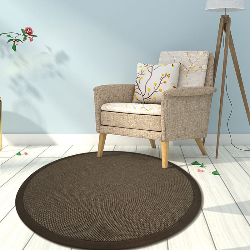 Brown Living Room Rug Rustic Circles Pattern Rug Sisal Washable Anti-Slip Backing Pet Friendly Carpet Black Clearhalo 'Area Rug' 'Rug' 1812244