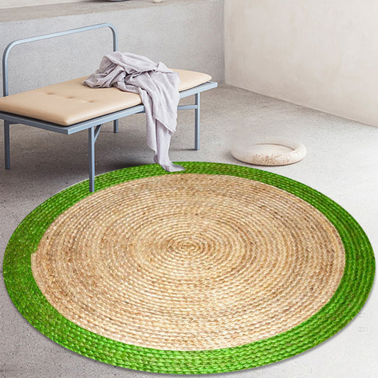 Green and Yellow Circles Rug Sisal Rural Rug Pet Friendly Washable Non-Slip Area Rug for Bedroom Clearhalo 'Area Rug' 'Rug' 1812265