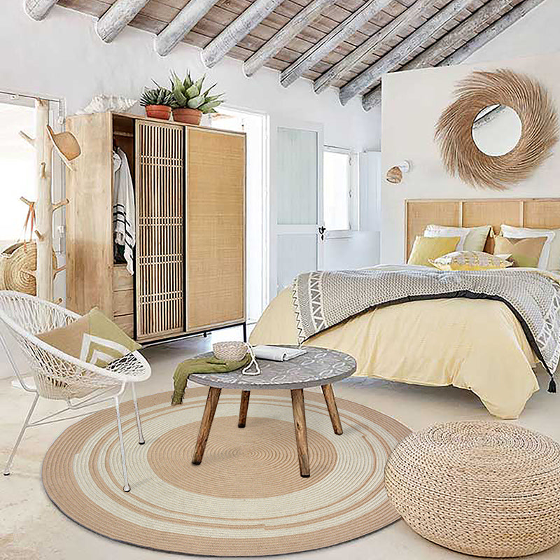 Geometric Circle Pattern Rug Sisal Rural Rug Pet Friendly Washable Non-Slip Area Rug for Bedroom Brown Clearhalo 'Area Rug' 'Rug' 1812344