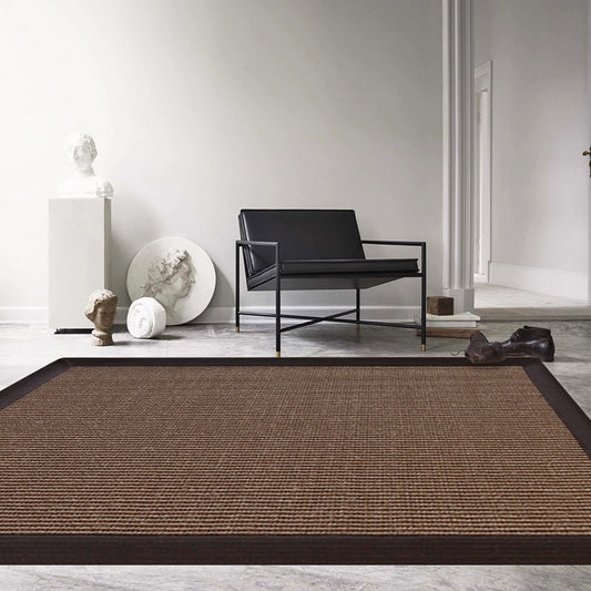 Casual Plain Rug Brown and Blue Rural Rug Jute Pet Friendly Washable Non-Slip Area Rug for Decoration Dark Coffee Clearhalo 'Area Rug' 'Rug' 1812388