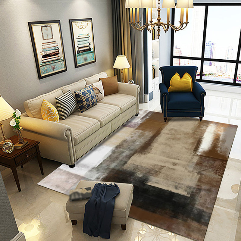 Multicolor Abstract Rug with Brushstroke Rug Polyester Industrial Rug Pet Friendly Washable Non-Slip Area Rug for Living Room Brown Clearhalo 'Area Rug' 'Rug' 1812483