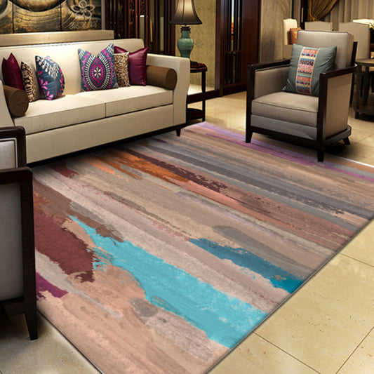 Multicolor Abstract Rug with Brushstroke Rug Polyester Industrial Rug Pet Friendly Washable Non-Slip Area Rug for Living Room Pink