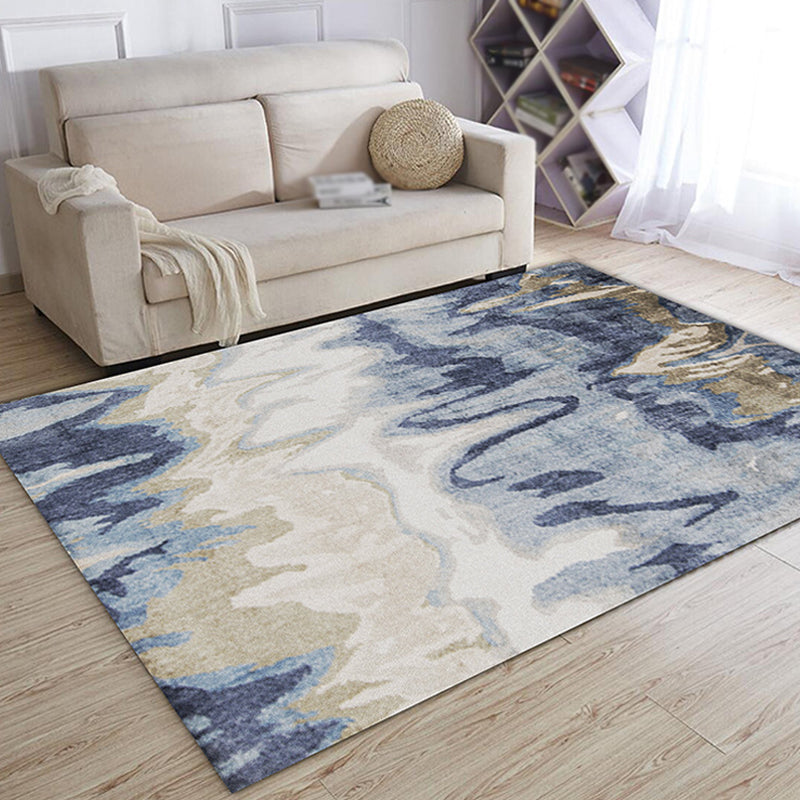 Fancy Abstract Rug Multicolor Industrial Rug Polyester Pet Friendly Washable Non-Slip Area Rug for Bedroom Dark Blue Clearhalo 'Area Rug' 'Rug' 1812543