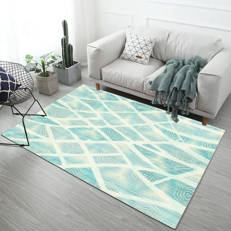 Multicolor Living Room Rug Industrial Abstract Geometric Pattern Rug Polyester Washable Anti-Slip Backing Pet Friendly Carpet Blue Clearhalo 'Area Rug' 'Rug' 1812555