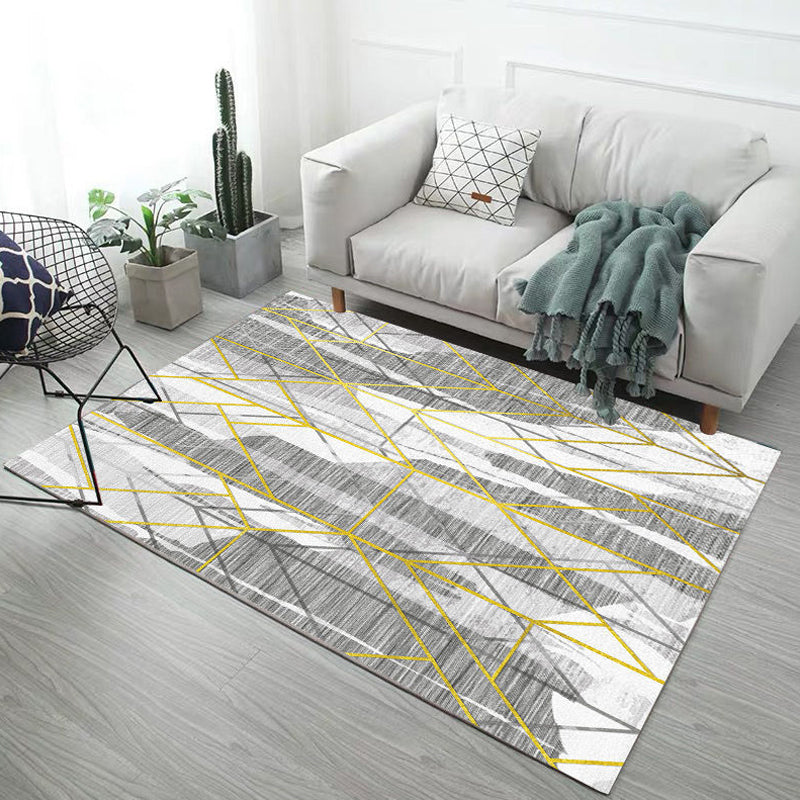 Multicolor Living Room Rug Industrial Abstract Geometric Pattern Rug Polyester Washable Anti-Slip Backing Pet Friendly Carpet Grey Clearhalo 'Area Rug' 'Rug' 1812562