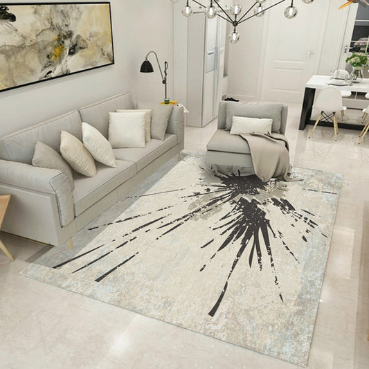 Stylish Abstract Geometric Pattern Rug Multicolor Industrial Rug Polyester Pet Friendly Washable Non-Slip Area Rug for Bedroom Beige
