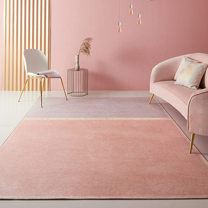 Pink Living Room Rug Modernist Colorblock Rug Chenille Washable Anti-Slip Backing Pet Friendly Carpet Pink Clearhalo 'Area Rug' 'Rug' 1812601