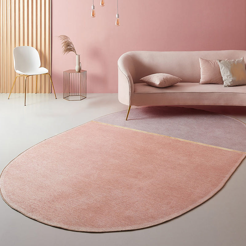Nordic Colorblock Indoor Rug Pink Chenille Rug Non-Slip Pet Friendly Washable Area Rug for Bedroom Pink Clearhalo 'Area Rug' 'Rug' 1812608