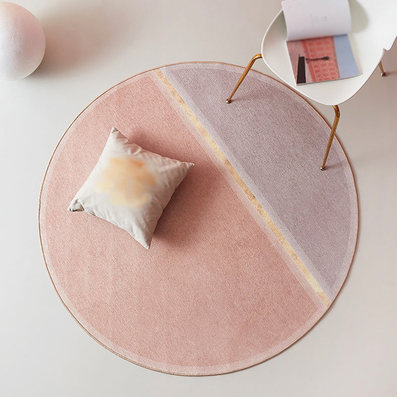 Creative Colorblock Rug Pink Minimalist Rug Chenille Pet Friendly Washable Non-Slip Area Carpet for Study Pink Clearhalo 'Area Rug' 'Rug' 1812615
