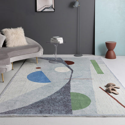 Green and Blue Colorblock Rug Polyester Modern Rug Pet Friendly Washable Non-Slip Area Rug for Living Room Blue Clearhalo 'Area Rug' 'Rug' 1812691