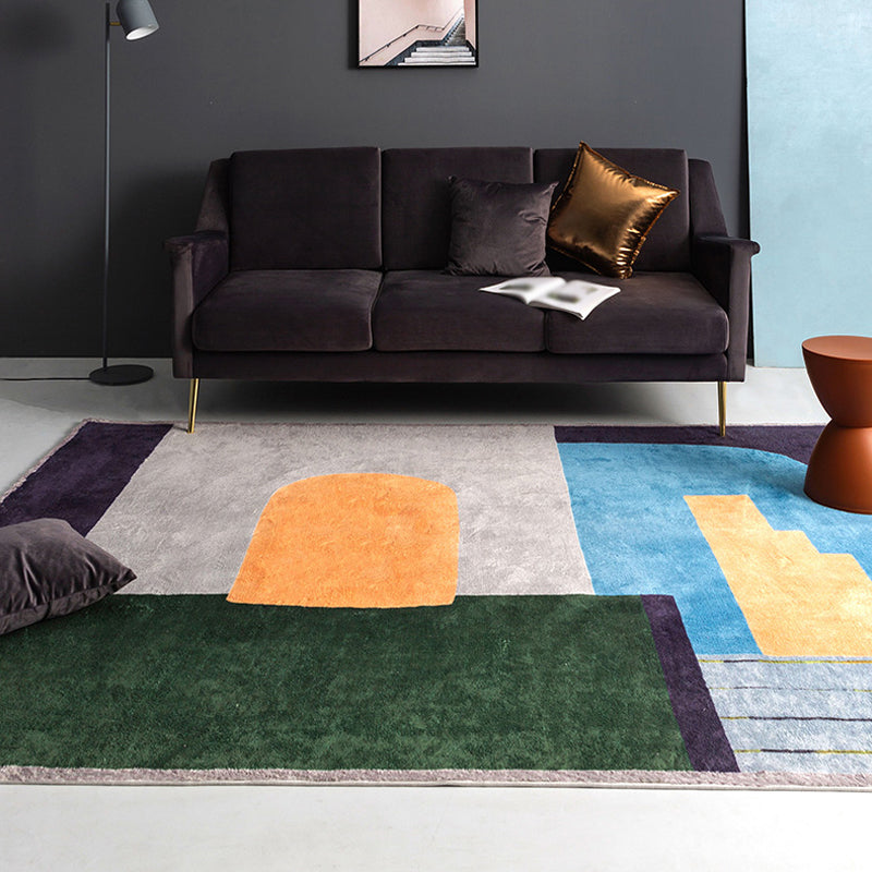 Green and Blue Colorblock Rug Polyester Modern Rug Pet Friendly Washable Non-Slip Area Rug for Living Room Green Clearhalo 'Area Rug' 'Rug' 1812696