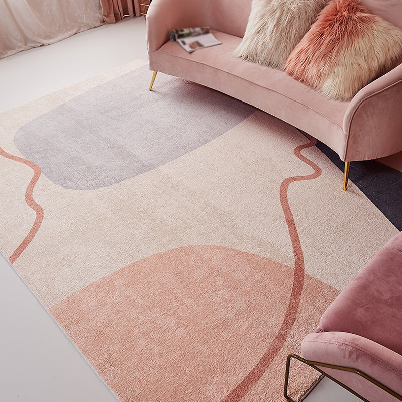 Stylish Colorblock Rug Pink and Orange Minimalist Rug Polyester Pet Friendly Washable Non-Slip Area Rug for Bedroom Pink Clearhalo 'Area Rug' 'Rug' 1812712