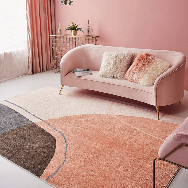 Stylish Colorblock Rug Pink and Orange Minimalist Rug Polyester Pet Friendly Washable Non-Slip Area Rug for Bedroom Yellow-Red Clearhalo 'Area Rug' 'Rug' 1812717