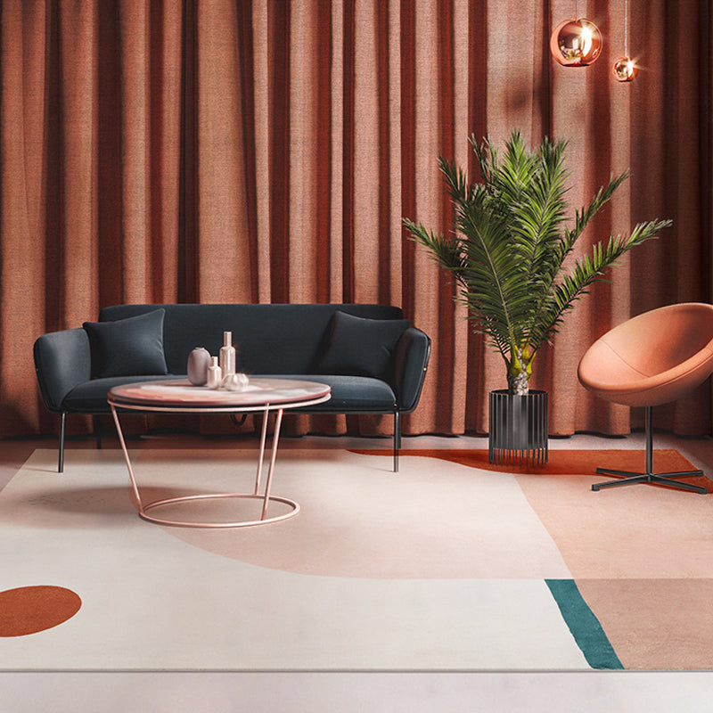 Multi-Colored Drawing Room Rug Modern Colorblock Rug Polyester Pet Friendly Carpet Pink Clearhalo 'Area Rug' 'Rug' 1812754